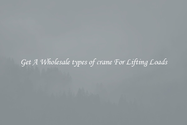 Get A Wholesale types of crane For Lifting Loads